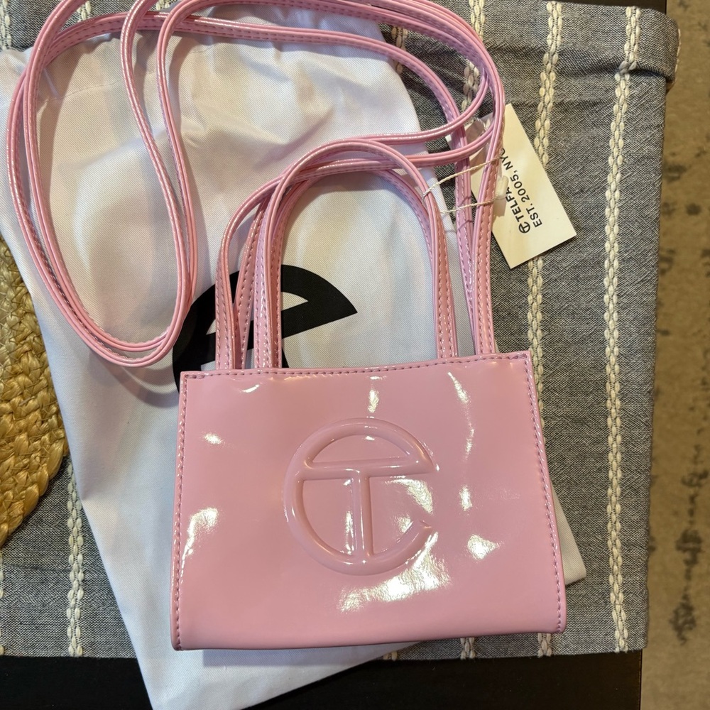 Telfar Pink Patent Mini Shopping Bag